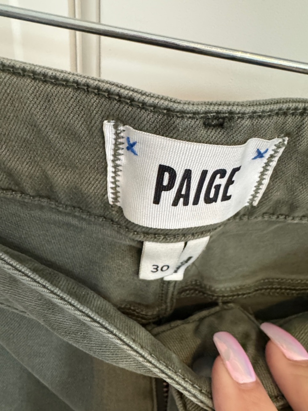 PAIGE Olive Green Ankle Cargo Jeans - Picture 2 of 6